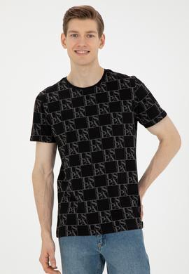 Erkek Regular Fit Bisiklet Yaka Siyah Tişört - 50287069011