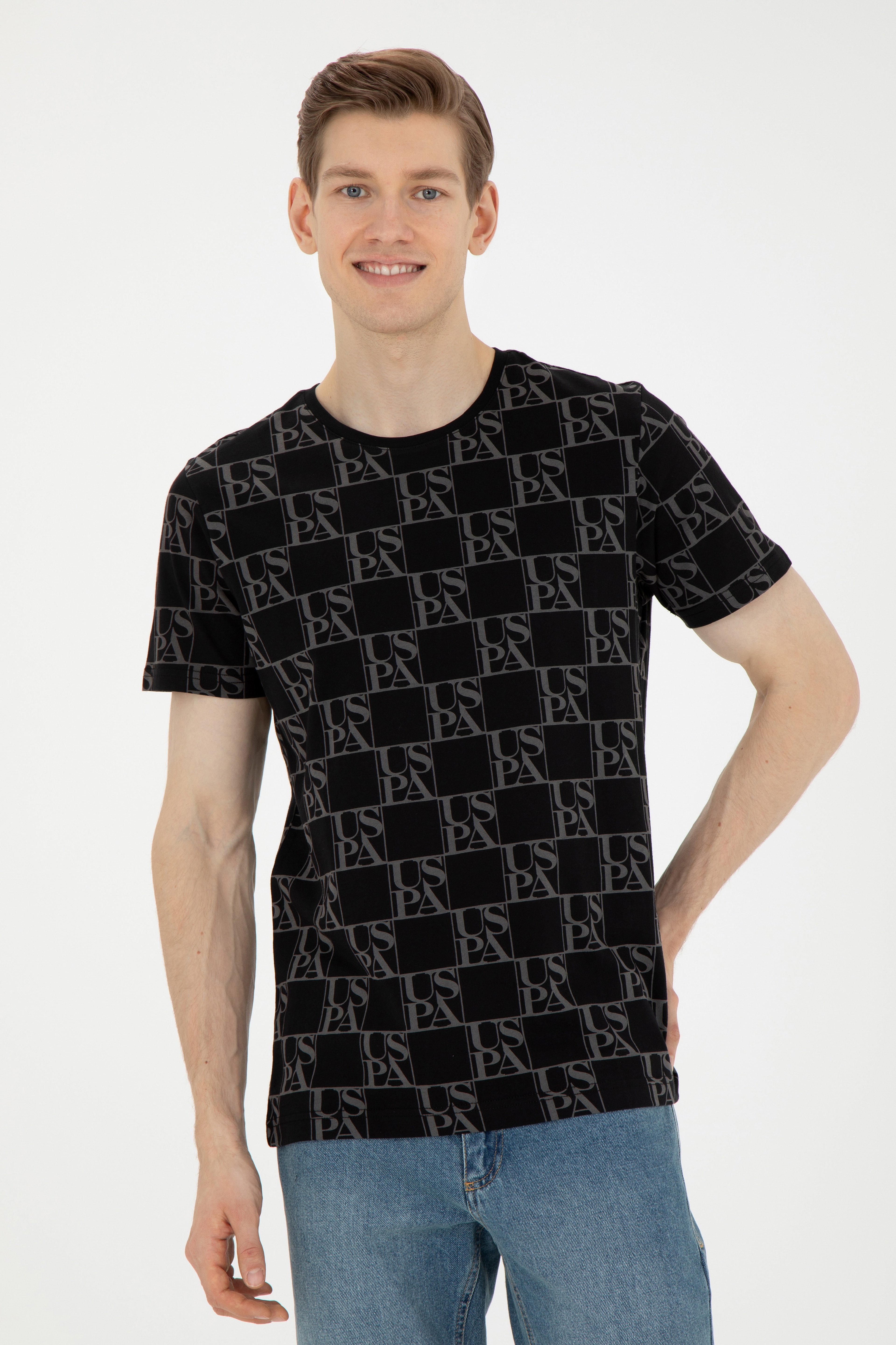 Erkek Regular Fit Bisiklet Yaka Siyah Tişört - Image 3
