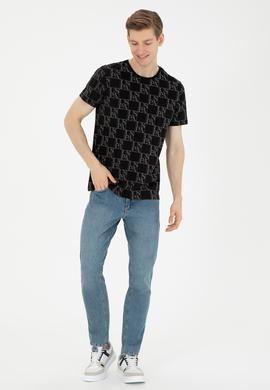 Erkek Regular Fit Bisiklet Yaka Siyah Tişört - 50287069011