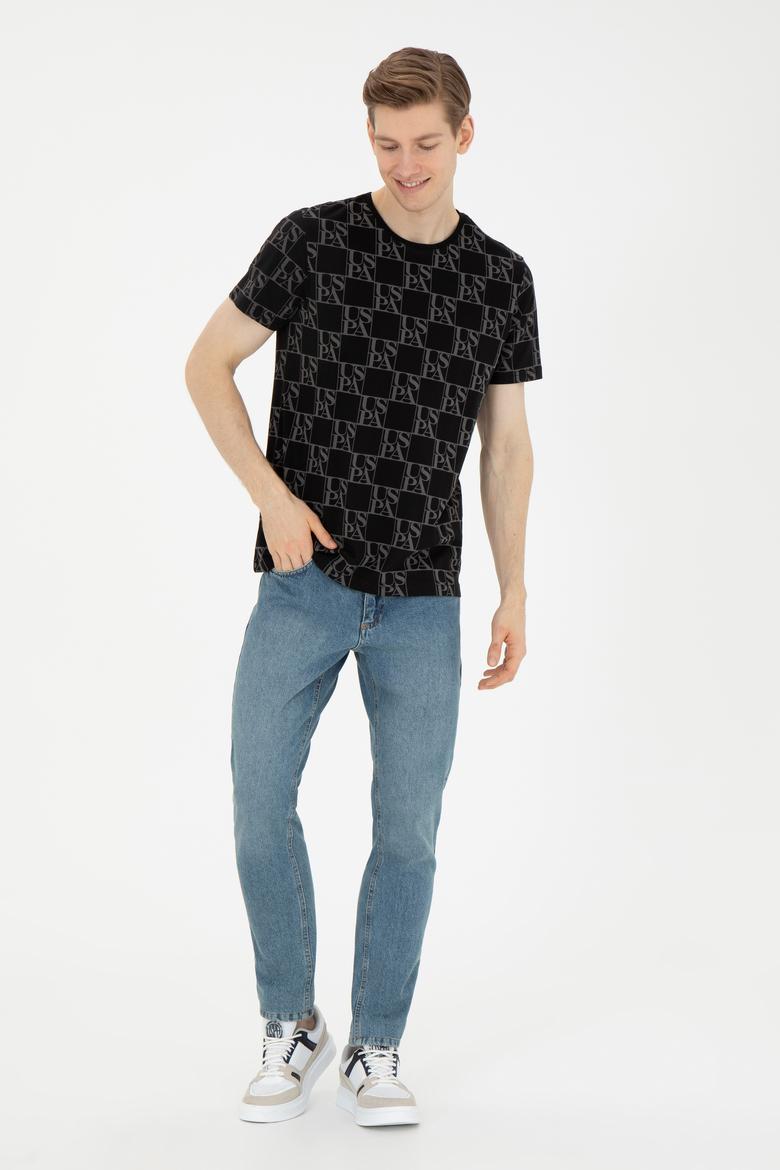 Erkek Regular Fit Bisiklet Yaka Siyah Tişört - 50287069011