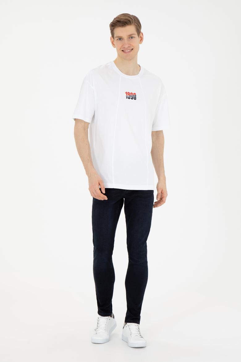 Erkek Comfort Fit Bisiklet Yaka Beyaz Tişört - 50287049006