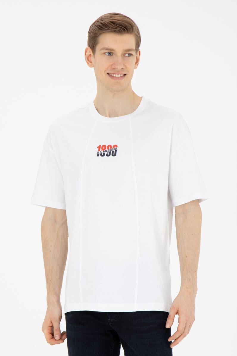 Erkek Comfort Fit Bisiklet Yaka Beyaz Tişört