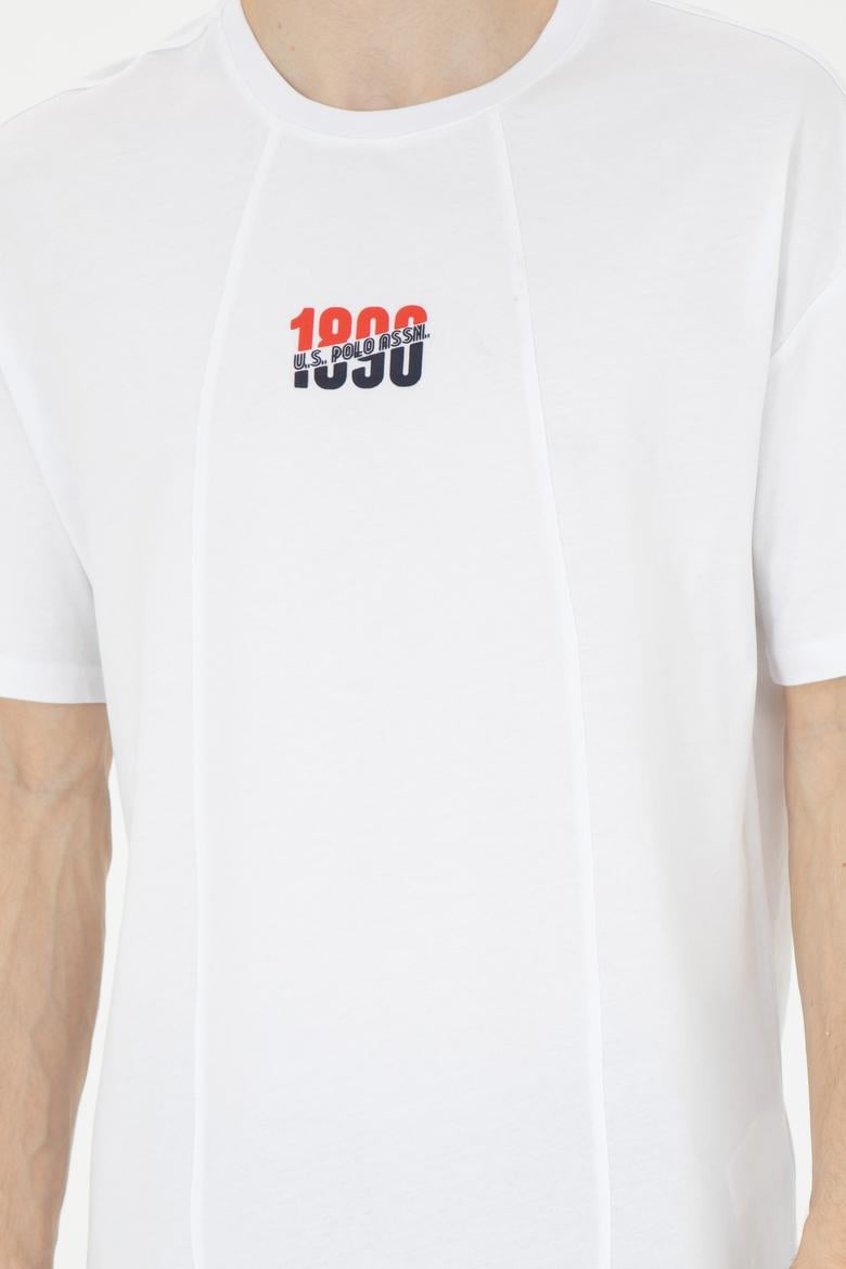 Erkek Comfort Fit Bisiklet Yaka Beyaz Tişört - 50287049006