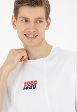 Erkek Comfort Fit Bisiklet Yaka Beyaz Tişört - 50287049006