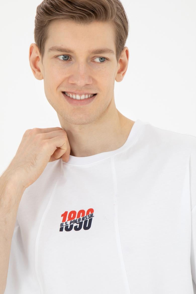 Erkek Comfort Fit Bisiklet Yaka Beyaz Tişört - 50287049006