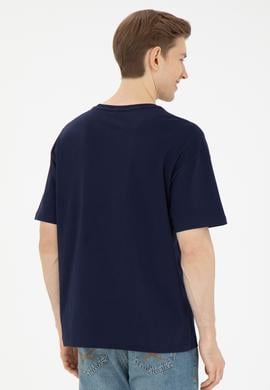 Erkek Comfort Fit Bisiklet Yaka Lacivert Tişört - 50287049016