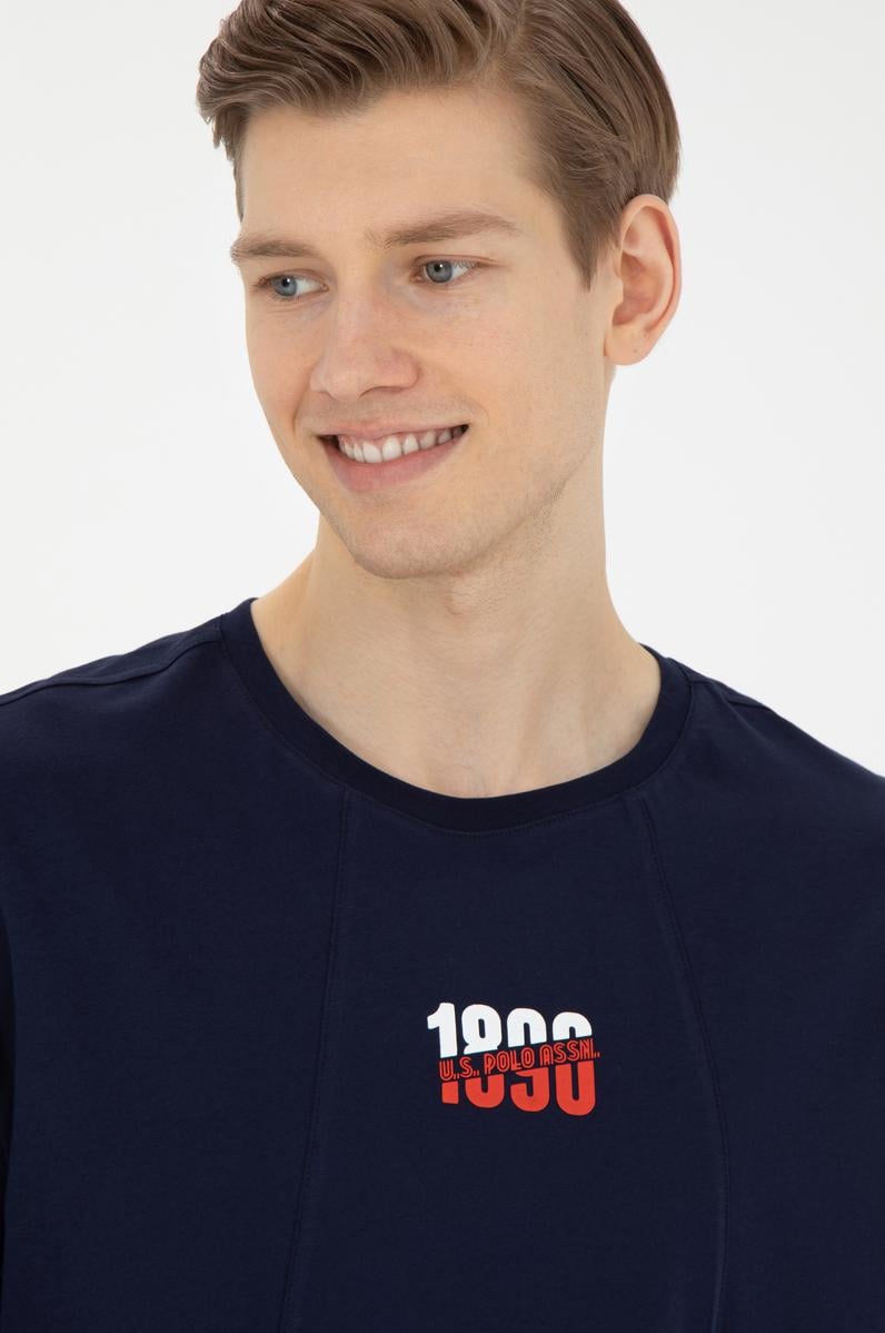 Erkek Comfort Fit Bisiklet Yaka Lacivert Tişört