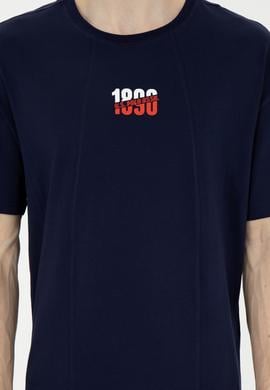 Erkek Comfort Fit Bisiklet Yaka Lacivert Tişört - 50287049016