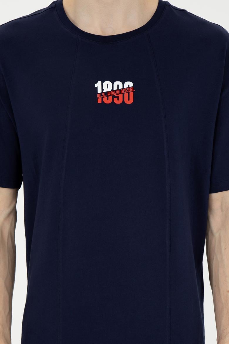 Erkek Comfort Fit Bisiklet Yaka Lacivert Tişört - 50287049016