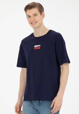 Erkek Comfort Fit Bisiklet Yaka Lacivert Tişört - 50287049016