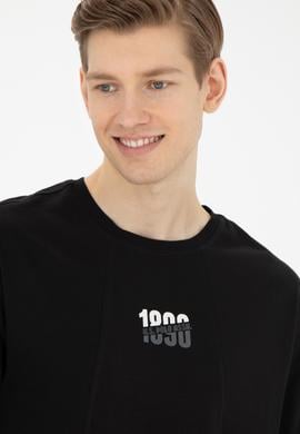 Erkek Comfort Fit Bisiklet Yaka Siyah Tişört - 50287049026