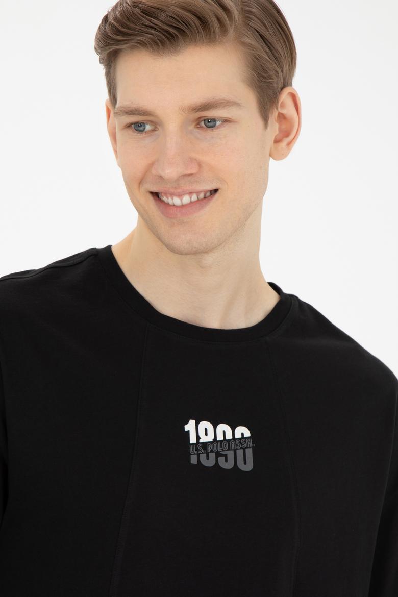 Erkek Comfort Fit Bisiklet Yaka Siyah Tişört - 50287049026