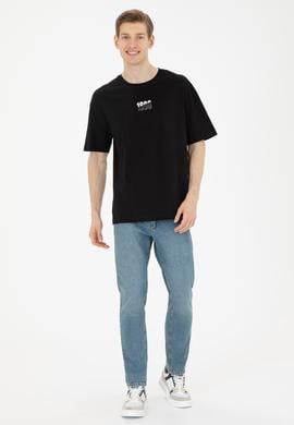 Erkek Comfort Fit Bisiklet Yaka Siyah Tişört - 50287049026