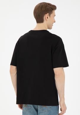 Erkek Comfort Fit Bisiklet Yaka Siyah Tişört - 50287049026