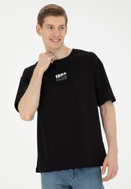 Erkek Comfort Fit Bisiklet Yaka Siyah Tişört - 50287049026