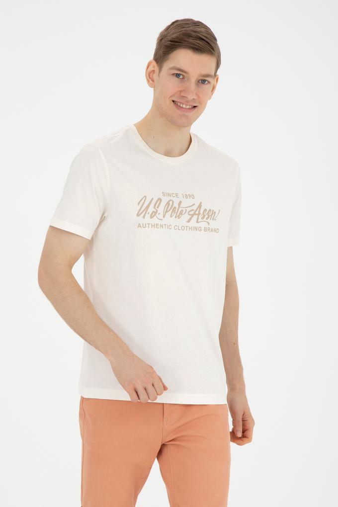 Erkek Regular Fit Bisiklet Yaka Ekru Tişört