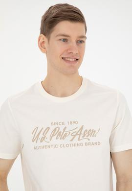 Erkek Regular Fit Bisiklet Yaka Ekru Tişört - 50282007036