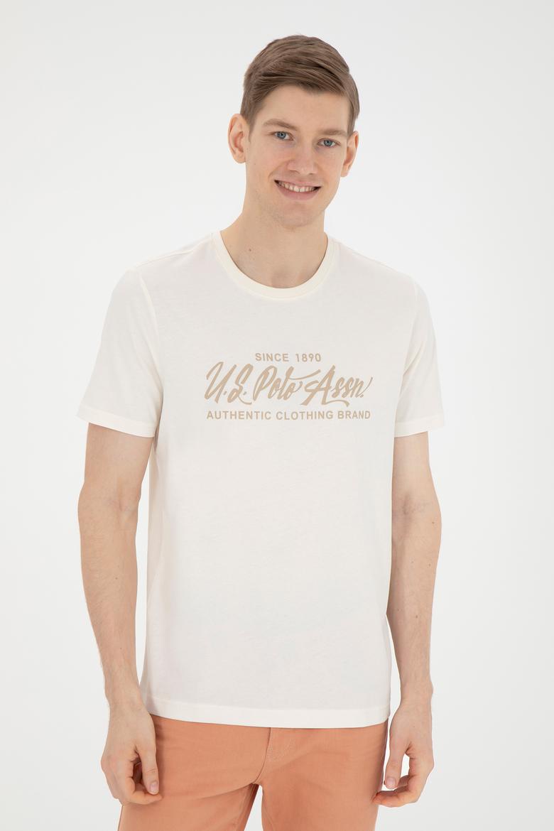 Erkek Regular Fit Bisiklet Yaka Ekru Tişört - 50282007036