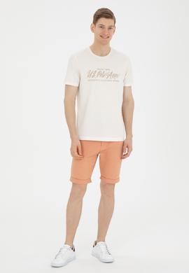 Erkek Regular Fit Bisiklet Yaka Ekru Tişört - 50282007036