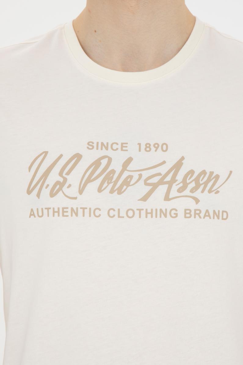 Erkek Regular Fit Bisiklet Yaka Ekru Tişört