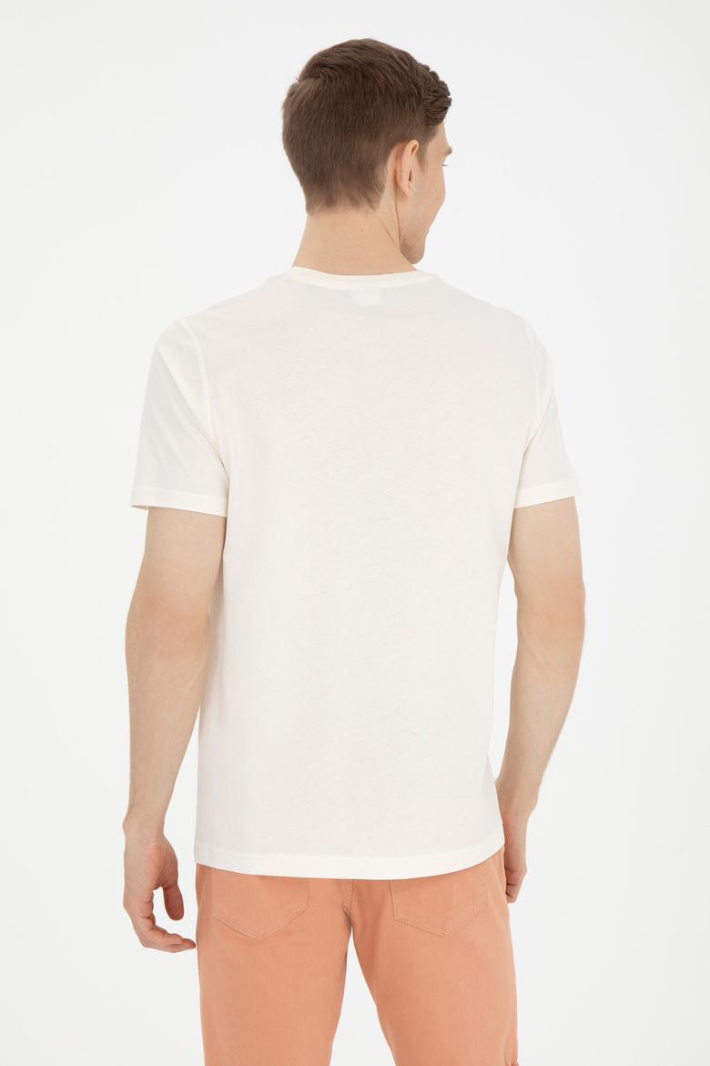 Erkek Regular Fit Bisiklet Yaka Ekru Tişört - 50282007036