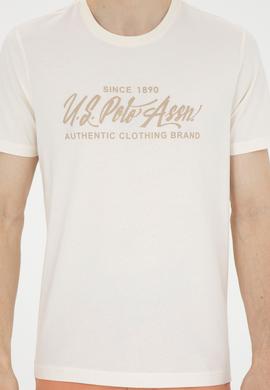 Erkek Regular Fit Bisiklet Yaka Ekru Tişört - 50282007036