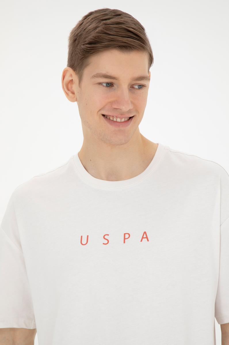 Erkek Comfort Fit Bisiklet Yaka Ekru Tişört