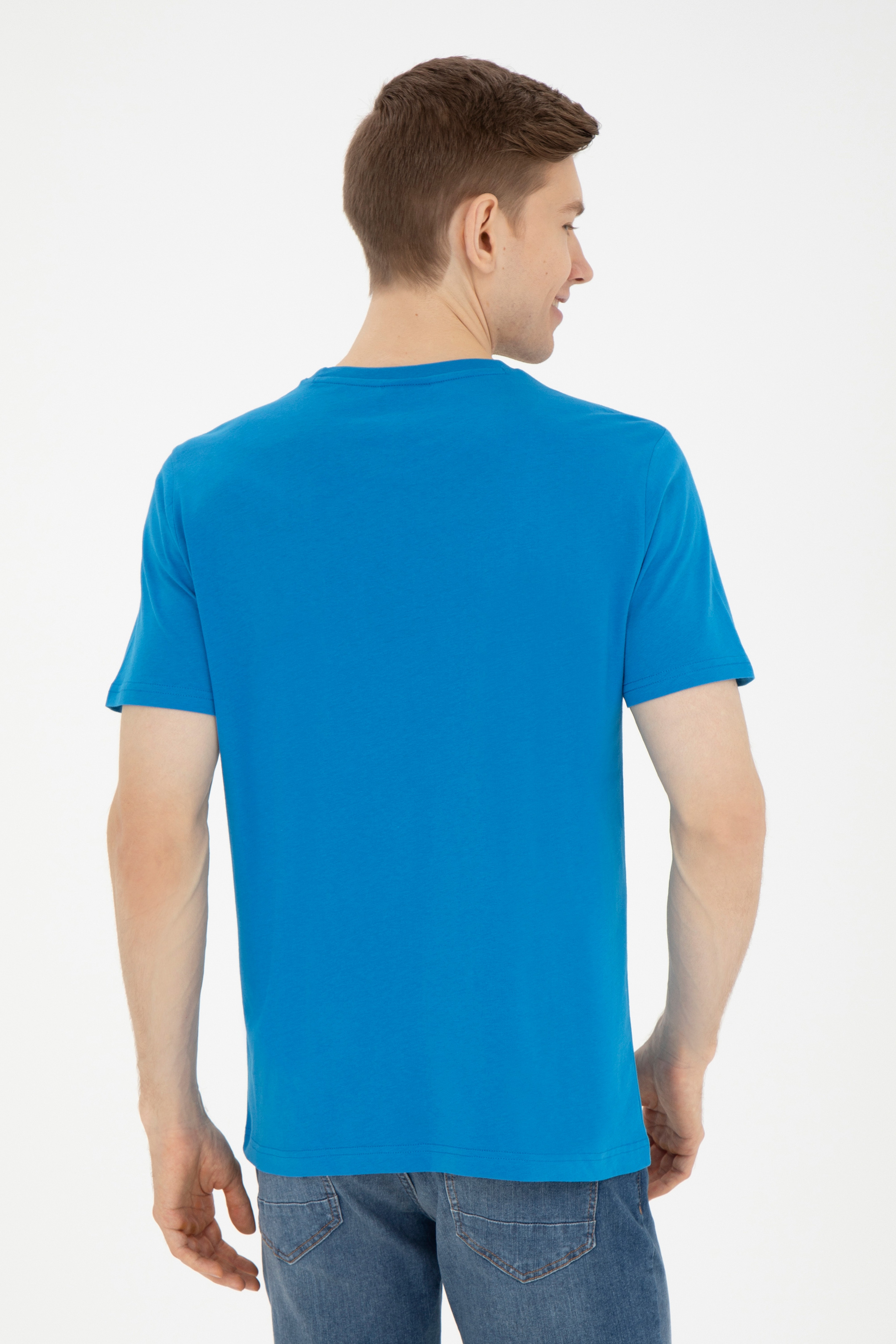 Erkek Regular Fit Bisiklet Yaka Saks Tişört - Image 5