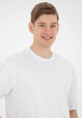 Erkek Comfort Fit Bisiklet Yaka Beyaz Tişört - 50287061001