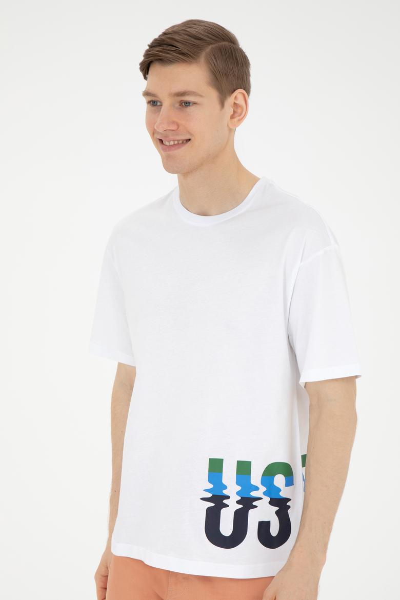 Erkek Comfort Fit Bisiklet Yaka Beyaz Tişört - 50287061001