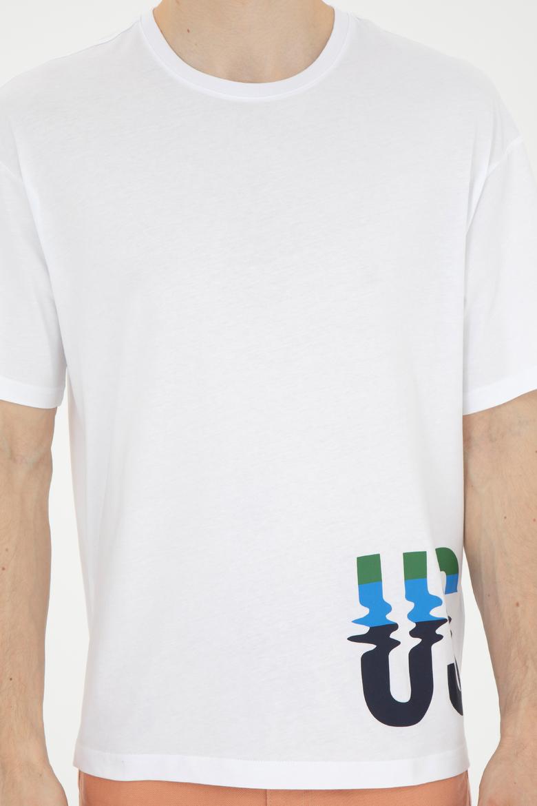 Erkek Comfort Fit Bisiklet Yaka Beyaz Tişört - 50287061001