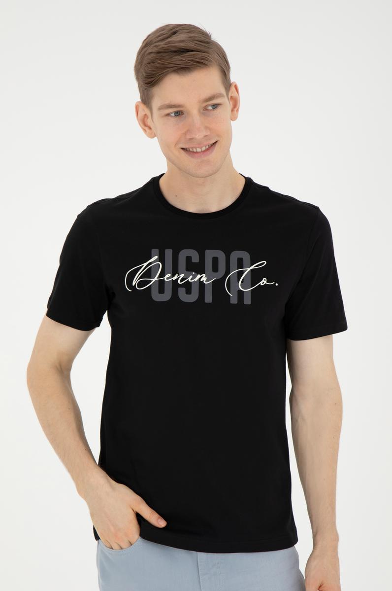 Erkek Bisiklet Yaka Siyah Tişört