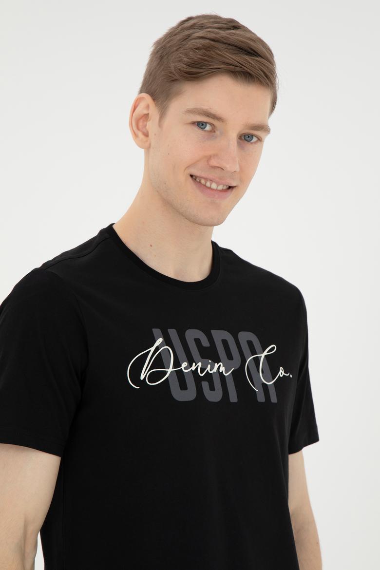 Erkek Bisiklet Yaka Siyah Tişört - 50287081007