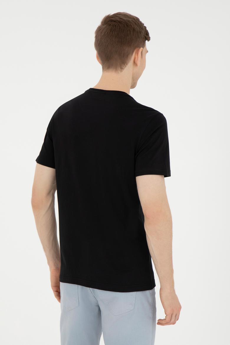 Erkek Bisiklet Yaka Siyah Tişört - 50287081007
