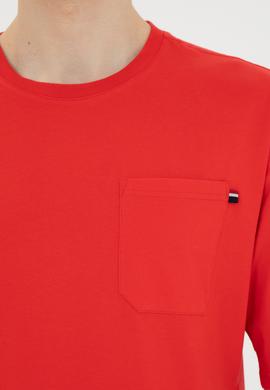 Erkek Comfort Fit Bisiklet Yaka Kırmızı Tişört - 50287062049