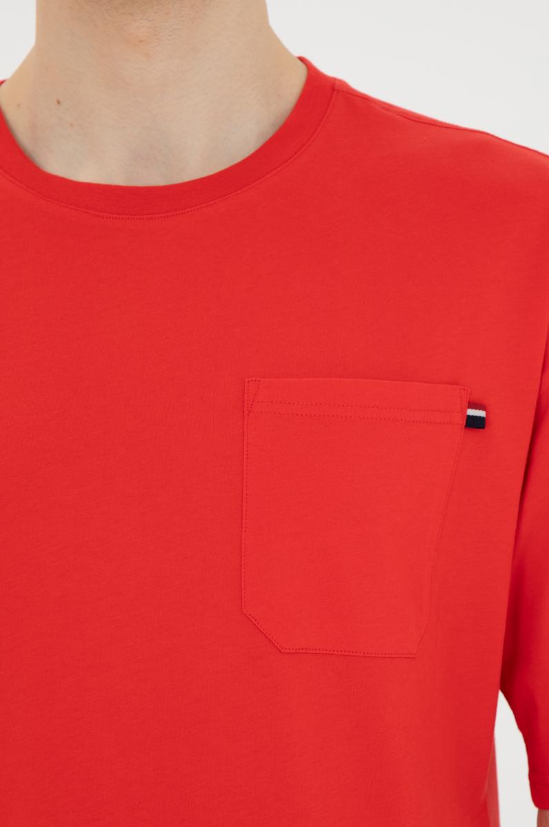 Erkek Comfort Fit Bisiklet Yaka Kırmızı Tişört