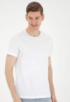 Erkek Regular Fit Bisiklet Yaka Beyaz Tişört - 50287085011