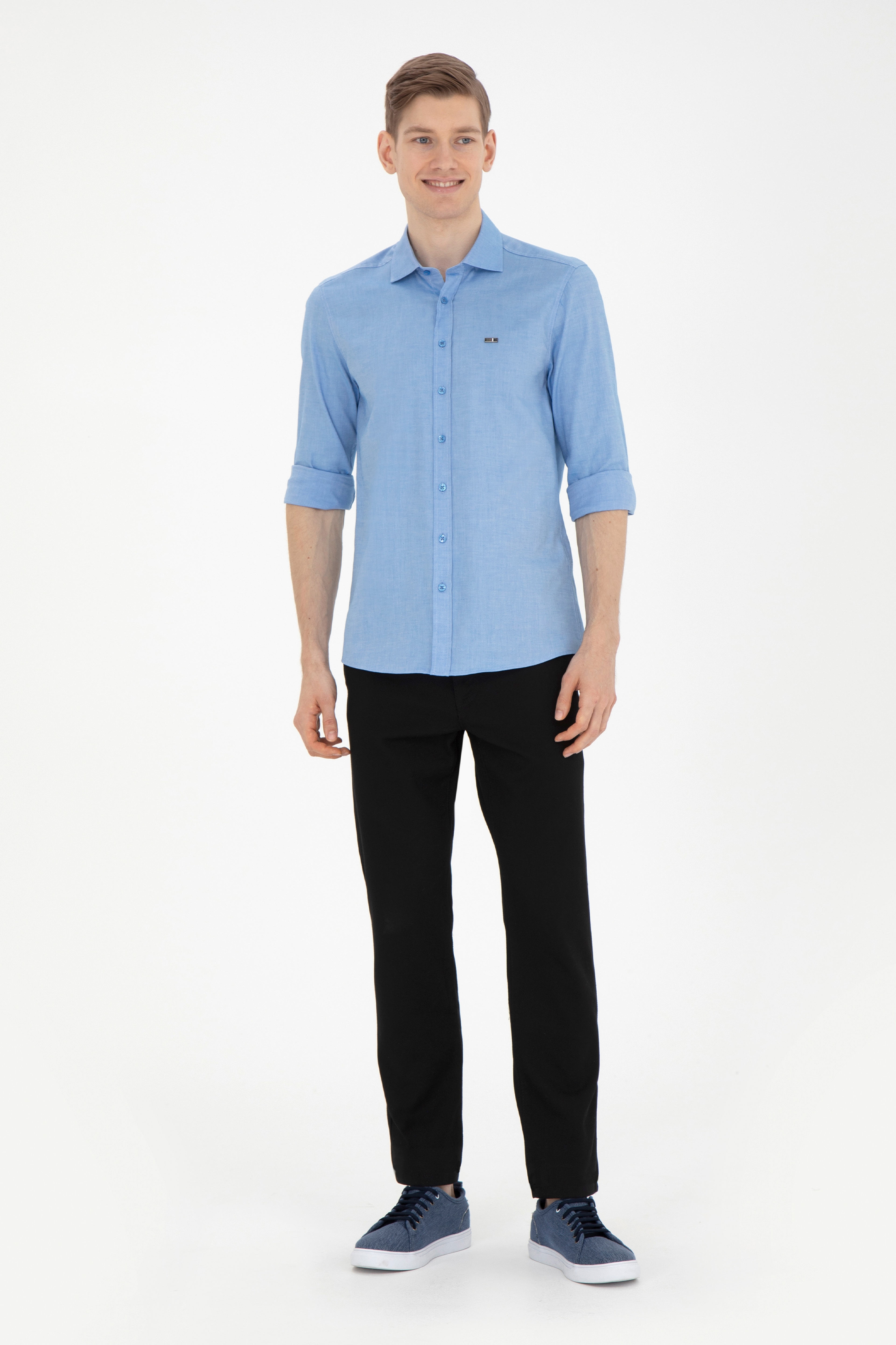 Erkek Regular Fit Siyah Kanvas Pantolon