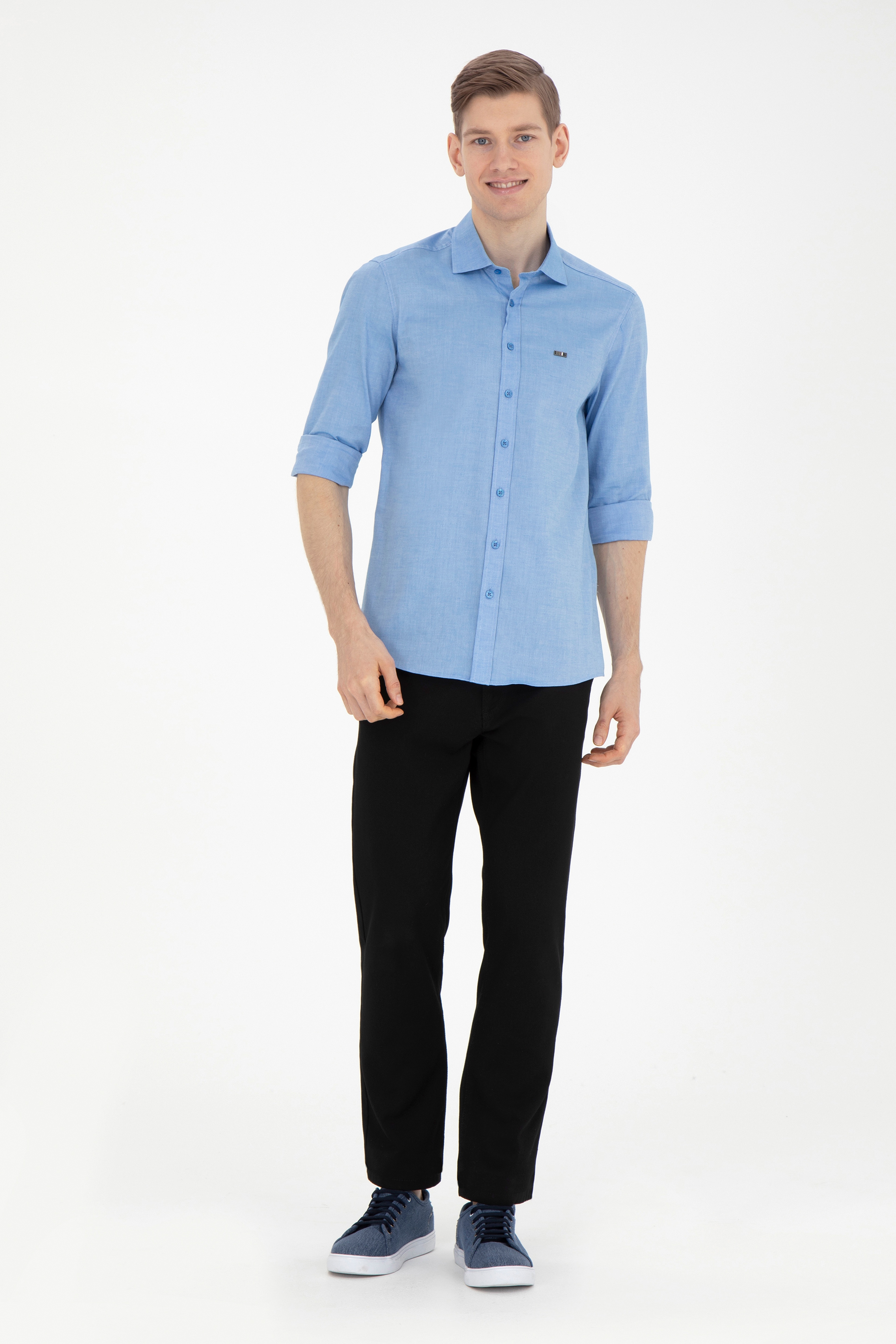 Erkek Regular Fit Siyah Kanvas Pantolon - Image 3