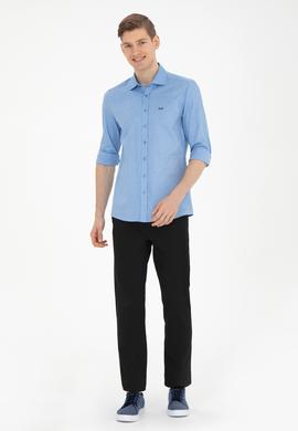 Erkek Saks Uzun Kollu Basic Gömlek - 50263048069