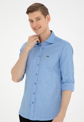 Erkek Saks Uzun Kollu Basic Gömlek - 50263048069