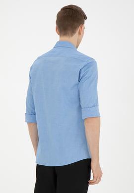 Erkek Saks Uzun Kollu Basic Gömlek - 50263048069