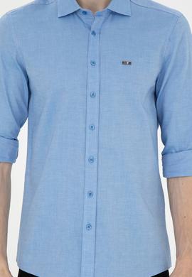 Erkek Saks Uzun Kollu Basic Gömlek - 50263048069