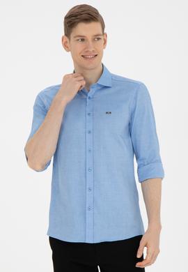 Erkek Saks Uzun Kollu Basic Gömlek - 50263048069