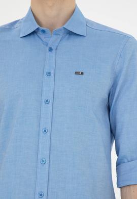 Erkek Saks Uzun Kollu Basic Gömlek - 50263048069