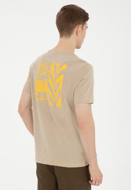 Erkek Regular Fit Bisiklet Yaka Açık Haki Tişört - 50281052051