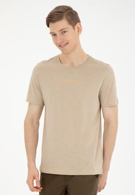 Erkek Regular Fit Bisiklet Yaka Açık Haki Tişört - 50281052051