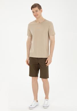 Erkek Regular Fit Bisiklet Yaka Açık Haki Tişört - 50281052051