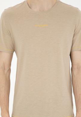 Erkek Regular Fit Bisiklet Yaka Açık Haki Tişört - 50281052051