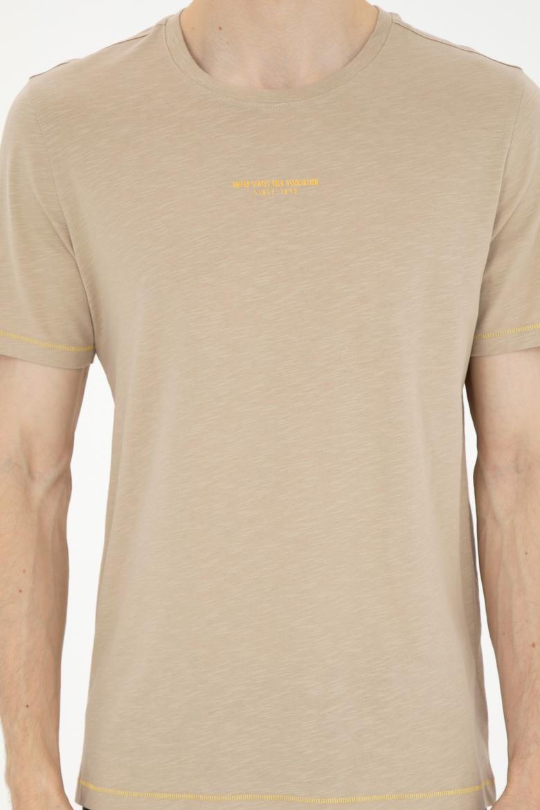 Erkek Regular Fit Bisiklet Yaka Açık Haki Tişört - 50281052051